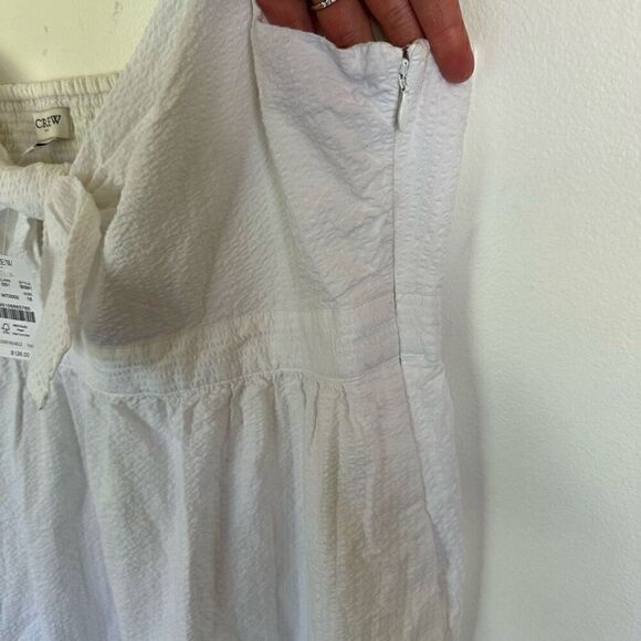 J. Crew Factory Women’s White Seersucker Tie Front Midi Dress - Picture 7 of 13